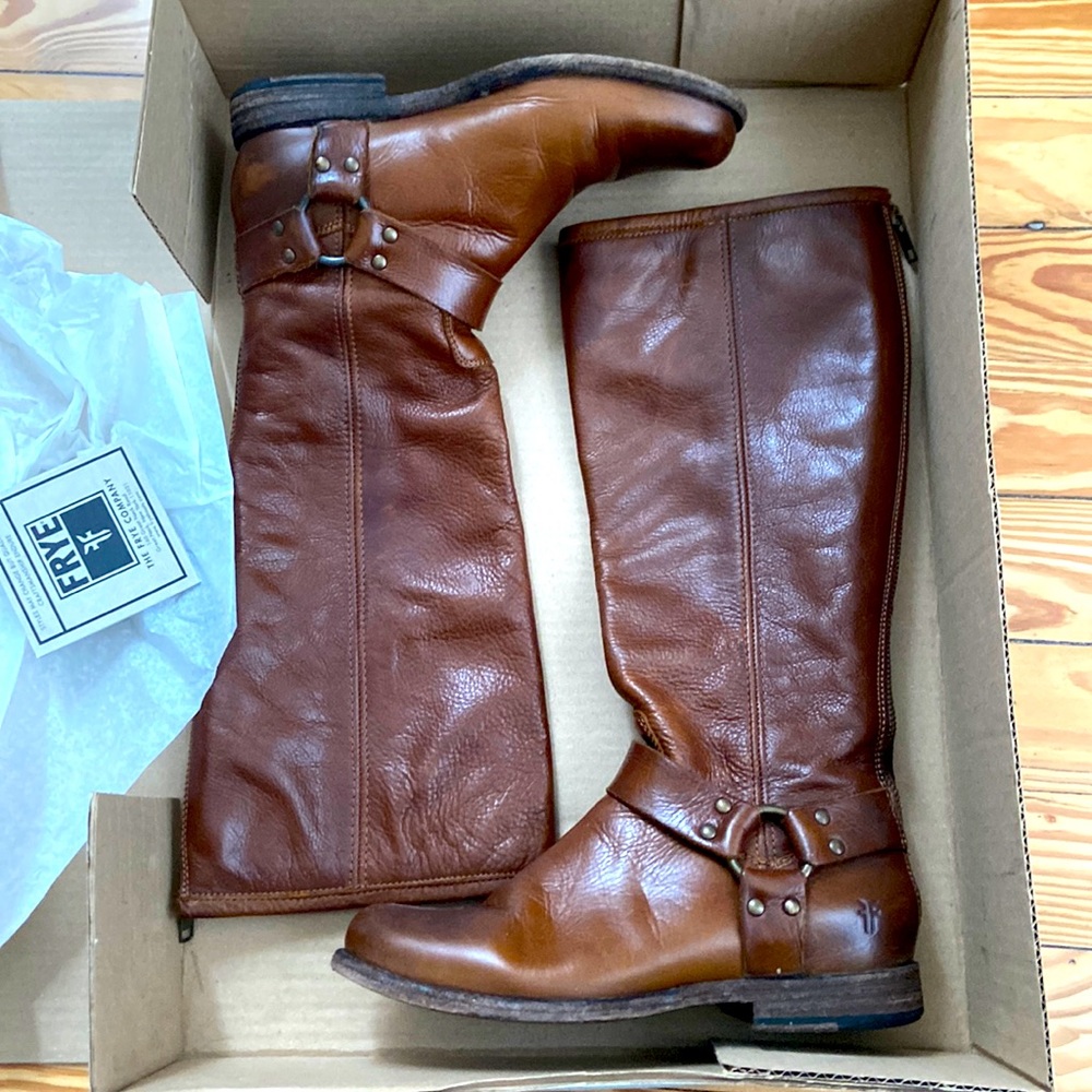 Frye Phillip Harness Tall Boot - Cognac Size 7M
